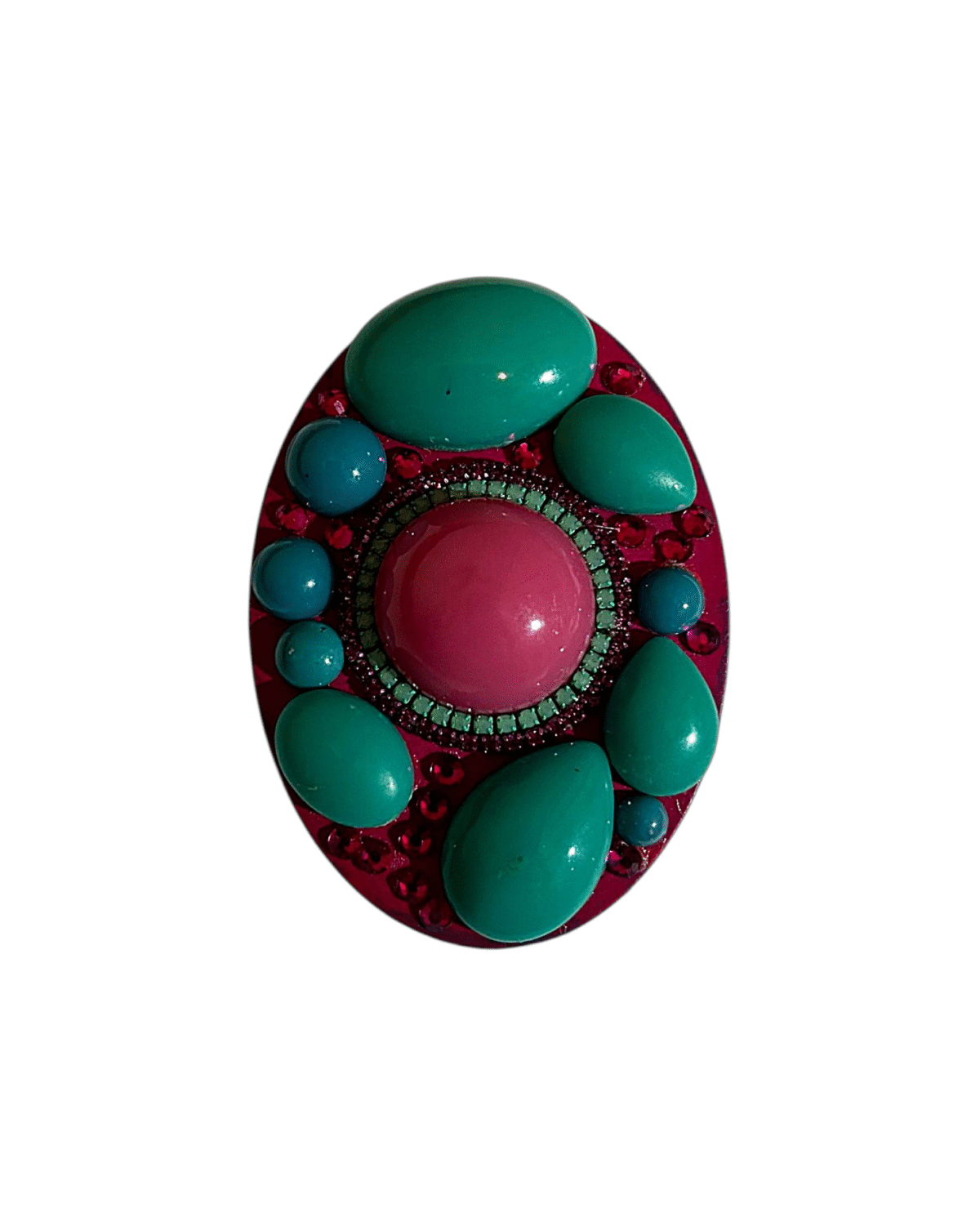 Turquoise Flower Earrings – Handmade Jewel-Embroidered Earrings - Image 6