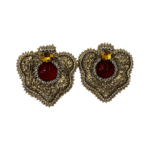 Fire And Gold – Handmade Jewel-Embroidered And Paper Mache Earrings