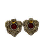 Fire And Gold – Handmade Jewel-Embroidered And Paper Mache Earrings