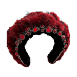 Crimson Fur And Gemstone Embroidered Headband