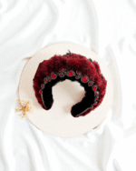 Crimson Fur And Gemstone Embroidered Headband - Image 3