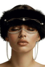 Midnight Moss: Fur And Gemstone Crowned Veil