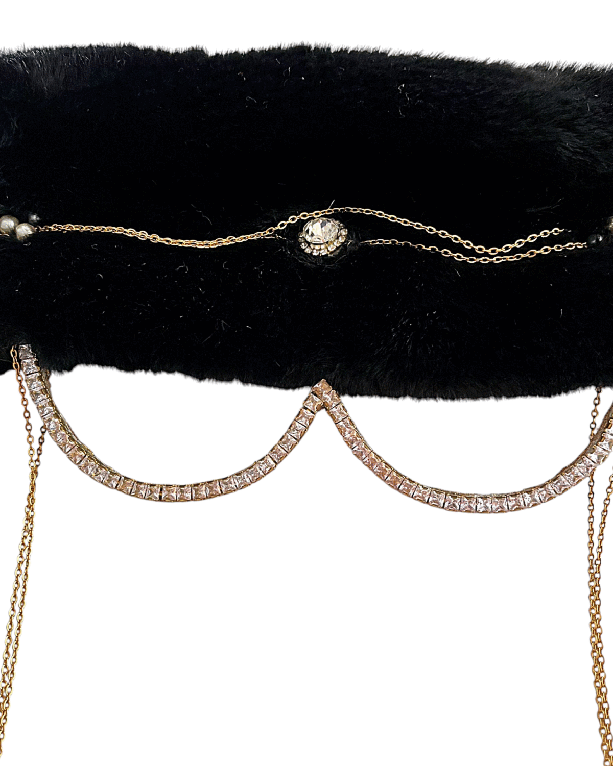 Midnight Moss: Fur And Gemstone Crowned Veil - Image 2