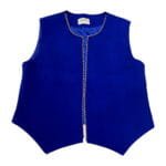 Pearl-Trimmed Royal Blue Crepe Vest