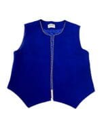 Pearl-Trimmed Royal Blue Crepe Vest