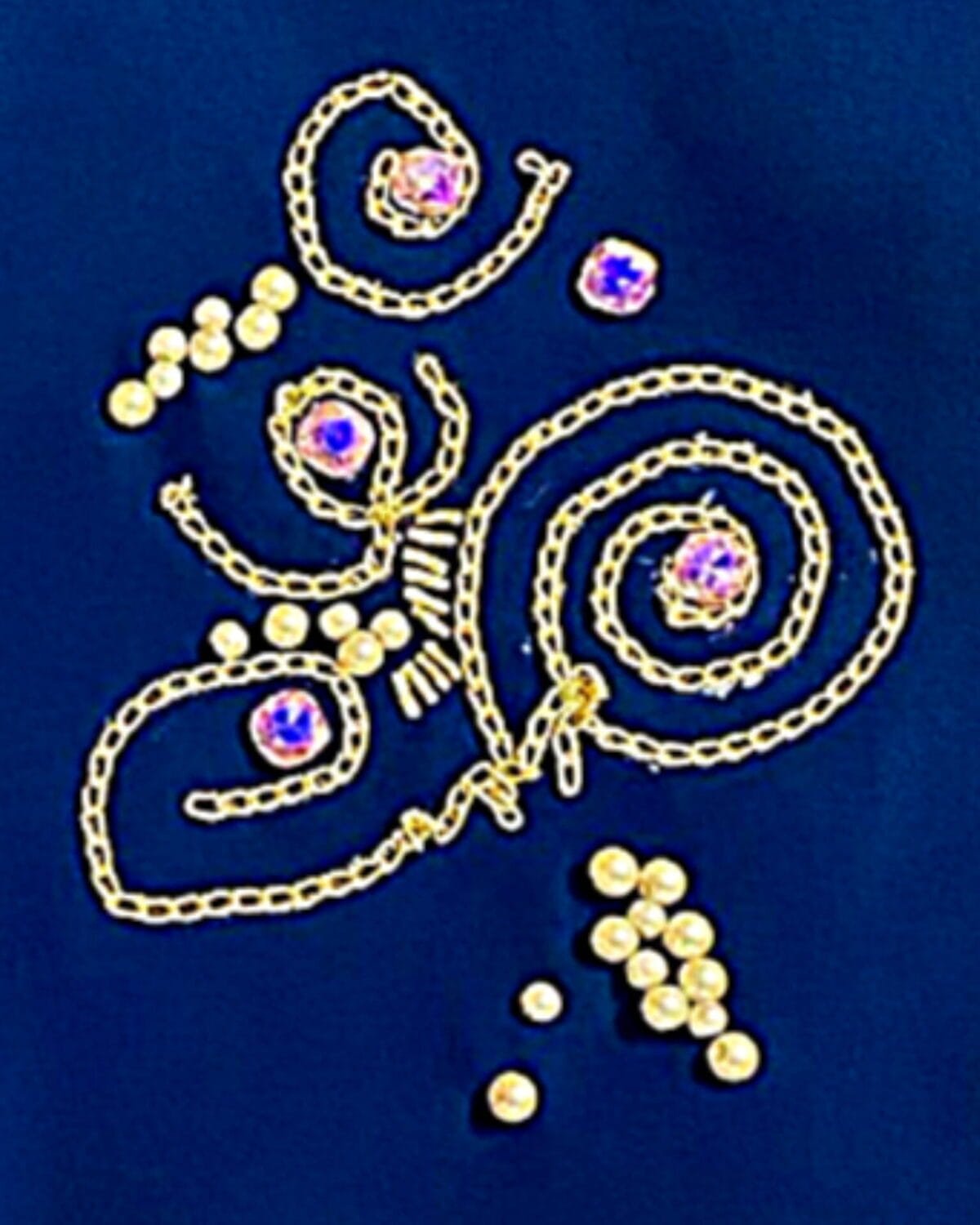 Golden Swirl Vest In Navy Crepe - Image 2