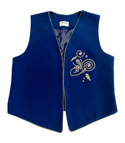Golden Swirl Vest In Navy Crepe
