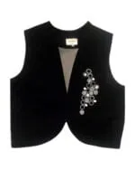 Velvet Hexa Vest with Handmade Embroidered