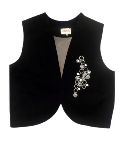 Velvet Hexa Vest with Handmade Embroidered