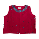 Magenta Vest With Turquoise And Golabetoon Detail