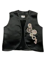 Rose Gold Halo Vest In Black Satin Elegance