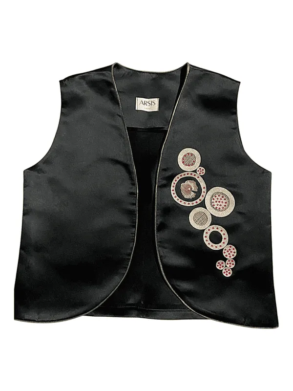 Rose Gold Halo Vest In Black Satin Elegance