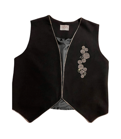 Midnight Spiral: Embellished Black Luxury Vest