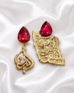 Vatan – Handmade Paper Mache Earrings With Blue,Red Stone - Image 6