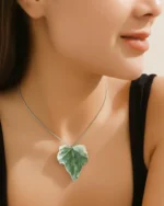 Verdant Whisper – Ivy Leaf Necklace with Silver Cord - Image 2