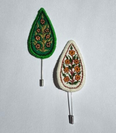 Persian Embroidered Brooch – Handmade Patteh Floral Pin – Ethical Handmade Accessory