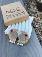 Khorshid Handmade Earrings (Pahlavi Coin with high Quality Stones) - Image 2