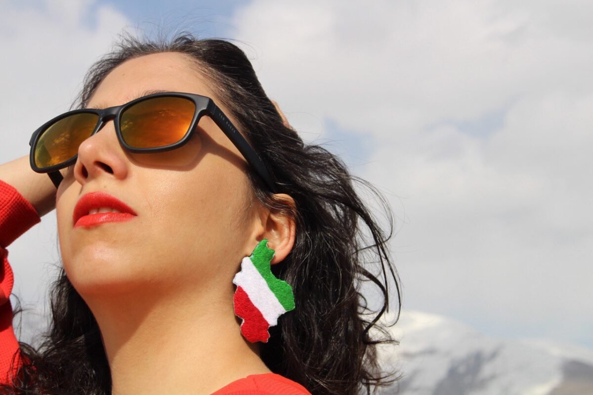 Single Iran Map Stud Earring (Not a Pair) – Handmade Sistan & Baluchestan Embroidery, Lightweight Unique Jewelry - Image 9