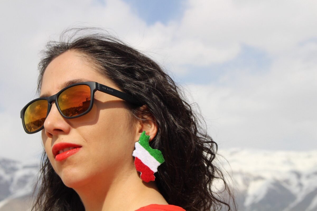 Single Iran Map Stud Earring (Not a Pair) – Handmade Sistan & Baluchestan Embroidery, Lightweight Unique Jewelry - Image 7