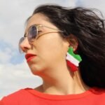 Single Iran Map Stud Earring (Not a Pair) – Handmade Sistan & Baluchestan Embroidery, Lightweight Unique Jewelry - Image 6