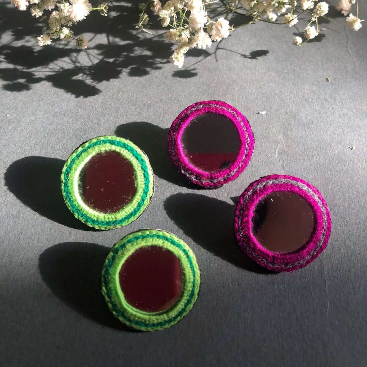 Handmade Mirror Embroidery Earrings | Eco-Friendly Lightweight Studs - Image 10