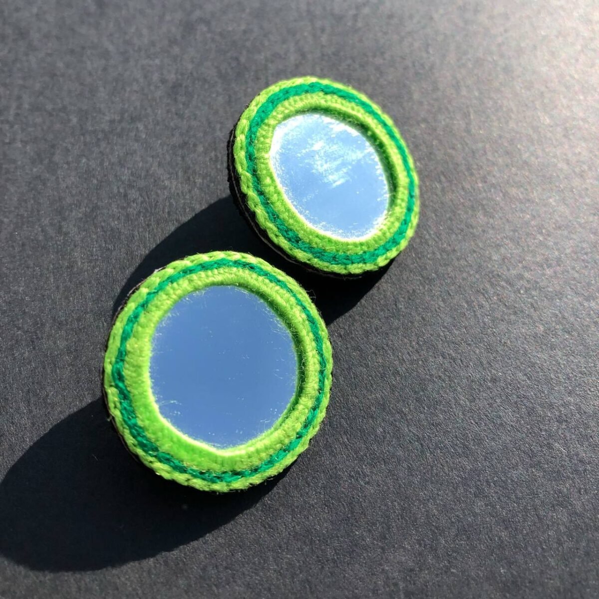 Handmade Mirror Embroidery Earrings | Eco-Friendly Lightweight Studs - Image 5