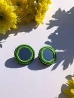 Handmade Mirror Embroidery Earrings | Eco-Friendly Lightweight Studs - Image 7
