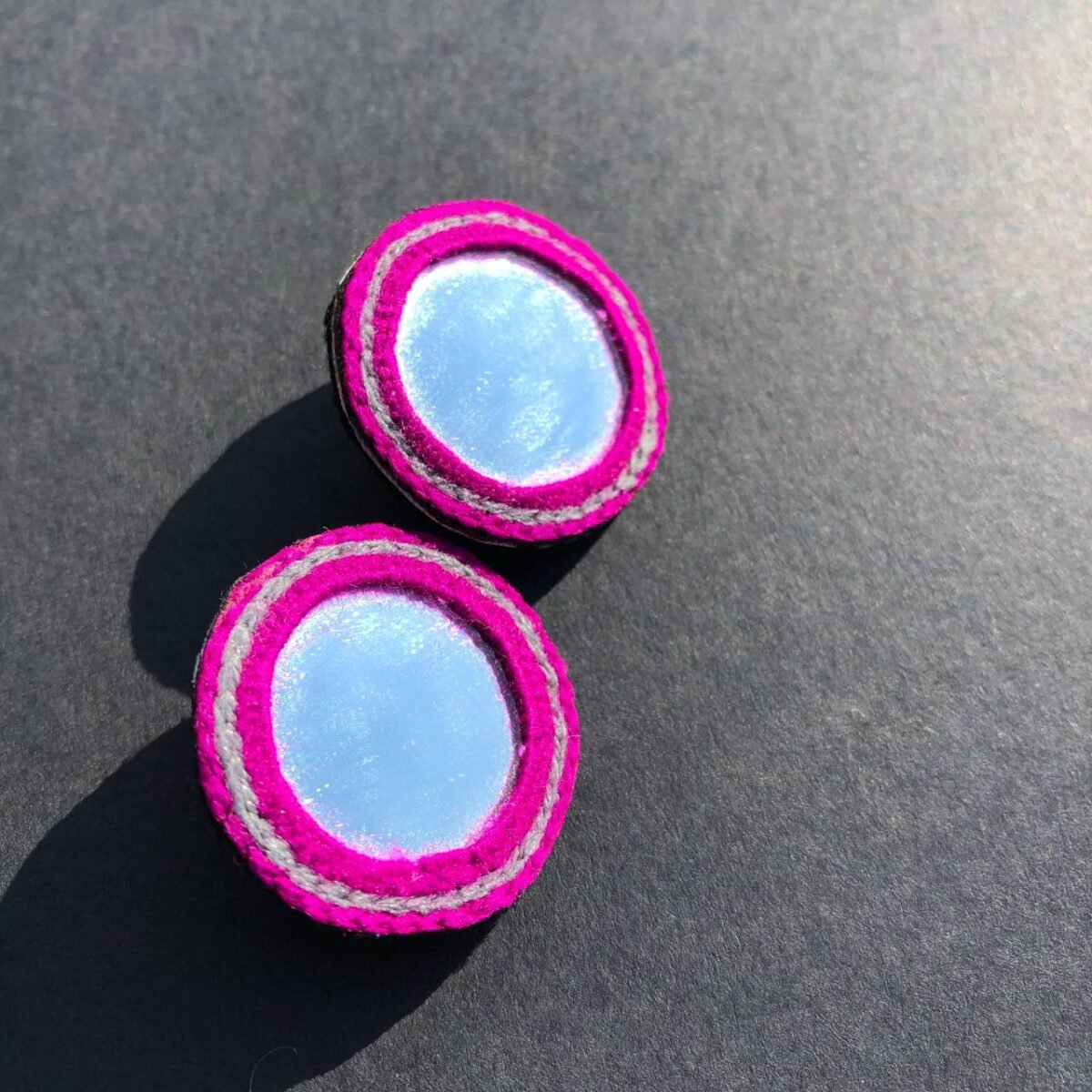 Handmade Mirror Embroidery Earrings | Eco-Friendly Lightweight Studs - Image 3