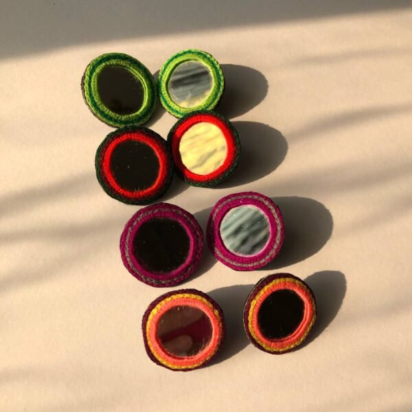 Handmade Mirror Embroidery Earrings | Eco-Friendly Lightweight Studs