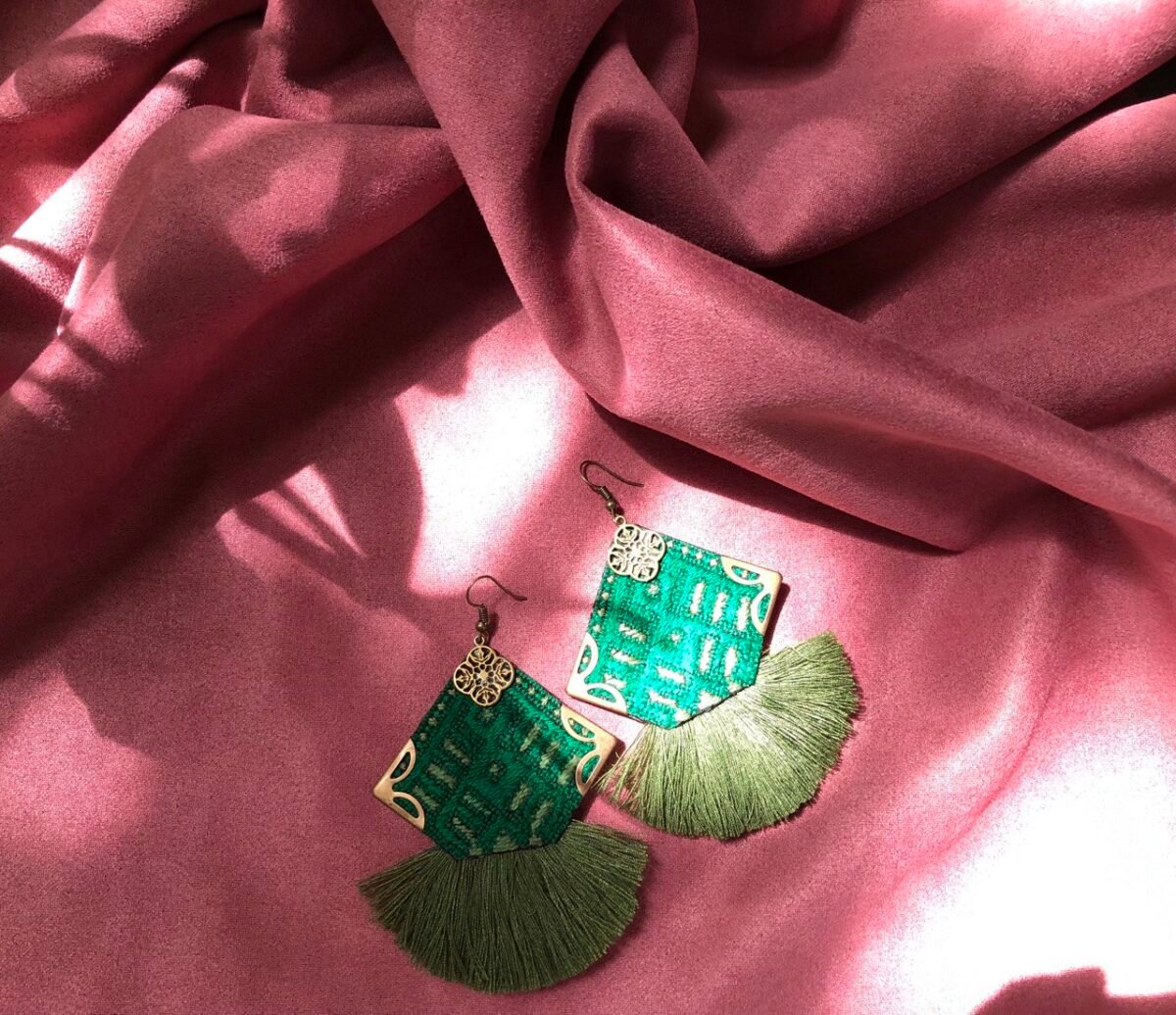 Handmade Sistan & Baluchestan Embroidered Earrings – Lightweight Eco-Friendly Boho Jewelry - Image 4