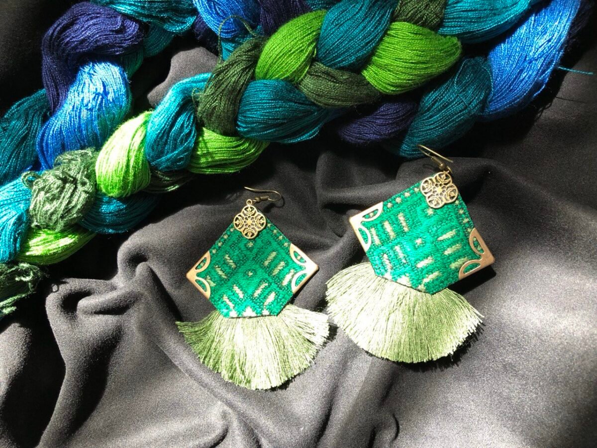 Handmade Sistan & Baluchestan Embroidered Earrings – Lightweight Eco-Friendly Boho Jewelry - Image 2