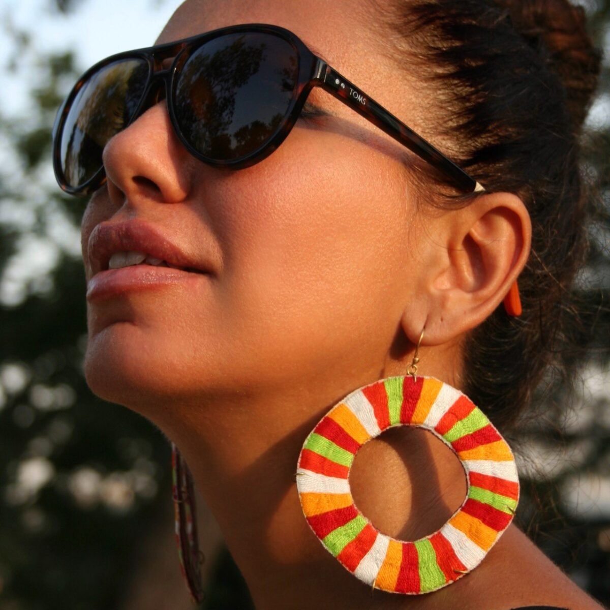 Handmade Lollipop Earrings – Colorful Embroidery Hoop Boho Statement Jewelry - Image 5