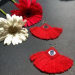 Handmade Mirror Embroidery Earrings – Lightweight Brass Hook, Eco-Friendly Jewelry by Iranian Artisans - Image 5