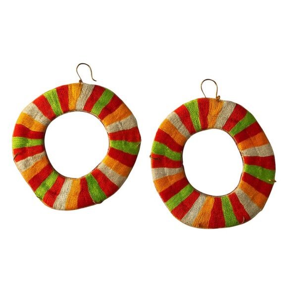 Handmade Lollipop Earrings – Colorful Embroidery Hoop Boho Statement Jewelry