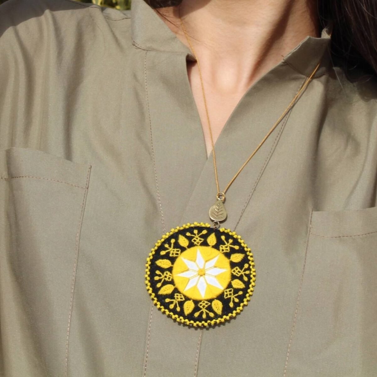 Handmade Baluchi Embroidery Necklace & Earrings Set with Mirror Work – Brass & Eco-Friendly Jewelry - Image 11