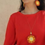 Handmade Palivar Embroidery Jewelry Set – Mirror Pendant Necklace & Earrings | Balochi Needlework - Image 11