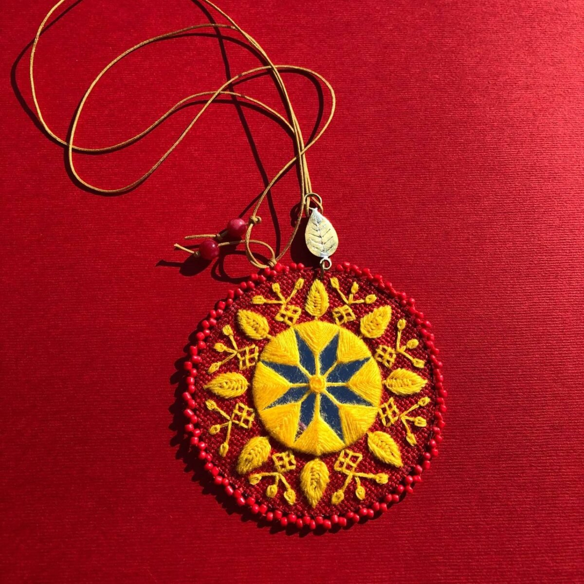 Handmade Polivar Embroidery Jewelry Set – Mirror Pendant Necklace & Earrings | Balochi Needlework - Image 5