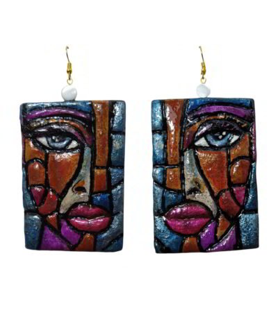 Dual-Face Earrings– Handmade Paper Mache