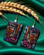Dual-Face Earrings– Handmade Paper Mache - Image 3
