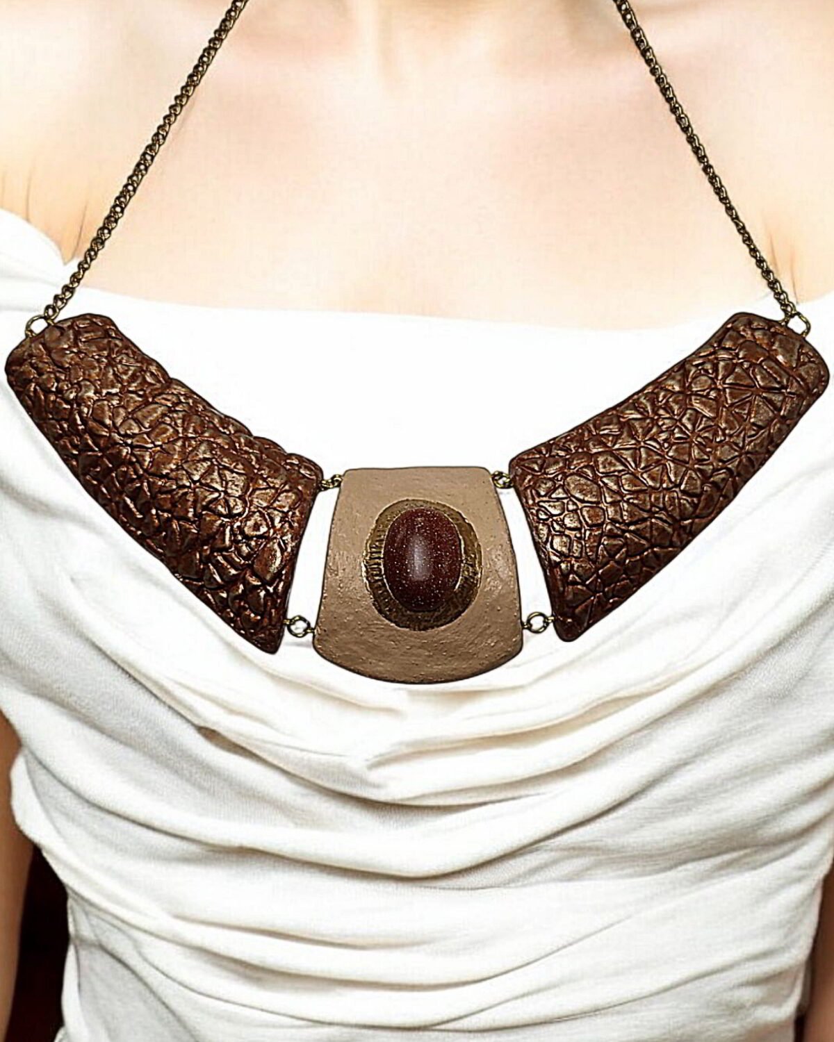 Hidden Warmth – Handmade Paper Mache Necklace - Image 2