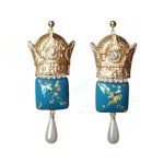 Pahlavi Crown – Handmade Paper Mache Earrings With Square Stone