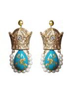 Pahlavi Crown – Handmade Paper Mache Earrings With Teardrop Stones