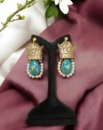 Pahlavi Crown – Handmade Paper Mache Earrings With Teardrop Stones - Image 3