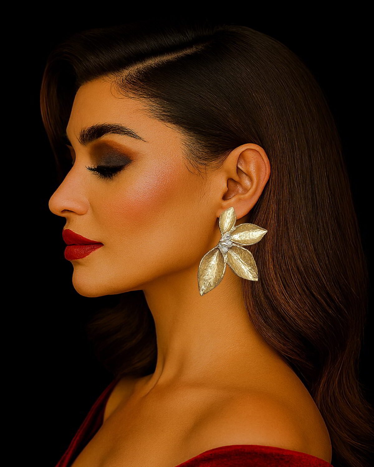 Lotus Bloom – Handmade Paper Mache Earrings With Resin Or Crystal Center - Image 3