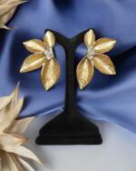 Lotus Bloom Earrings– Handmade Paper Mache With Resin Or Crystal Center - Image 6