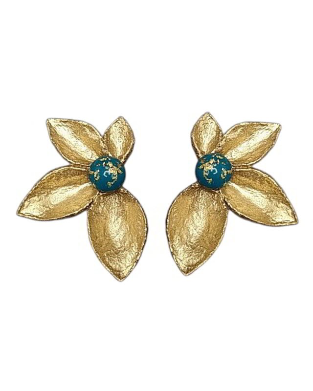 Lotus Bloom Earrings– Handmade Paper Mache With Resin Or Crystal Center