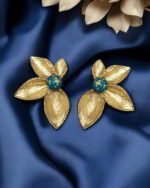 Lotus Bloom Earrings– Handmade Paper Mache With Resin Or Crystal Center - Image 4