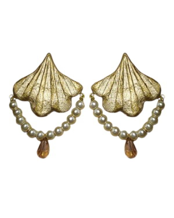 Golden Ginkgo – Handmade Paper Mache Earrings