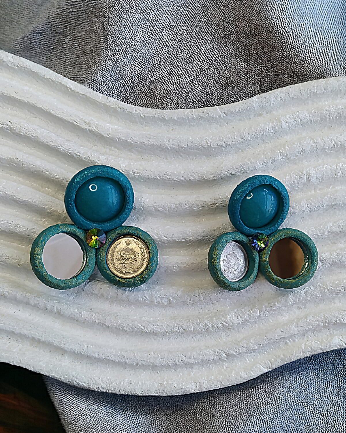 Blossom Pahlavi – Handmade Paper Mache Earrings - Image 4