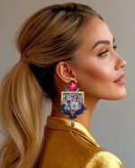 “I said the scent of your hair led the world astray"Handmade Paper Mache Earrings - Image 2